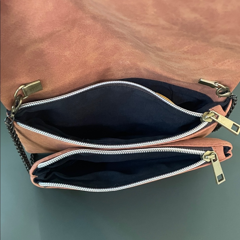 Street Level Terracotta Vegan Leather Crossbody/Clutch Purse - Picture 4 of 7